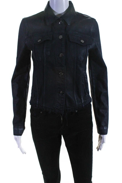 J Brand Womens Cotton Slim Denim Jacket Faith Black Size XS