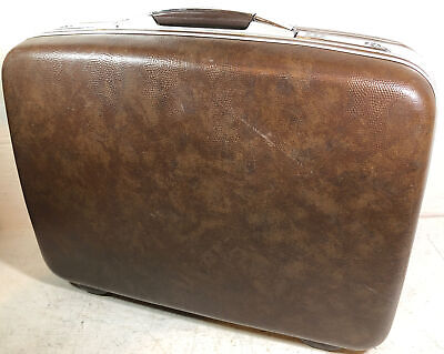 Vintage Samsonite Sherbrooke Brown 20” Hard Side Suitcase Luggage Key Clean Nice