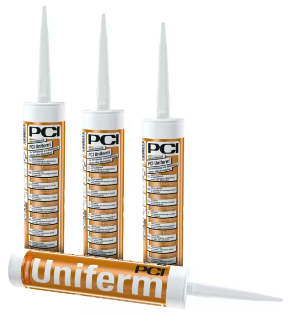 PCI Uniferm 12 x 480 g Híbrido Adhesivo y Sellante Impermeable Piso Pared Olor