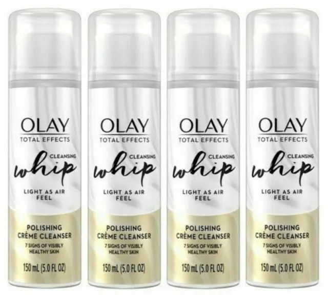 LOT OF 4: OLAY Total Effects Cleansing Whip Polishing Creme Cleanser 5 oz