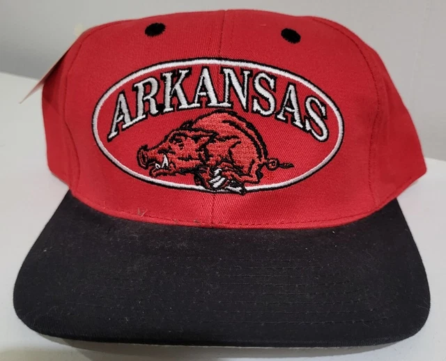 VTG  90s Arkansas Razorback Ball Cap Logo Red Snapback Trucker JJ Of Dallas NWT