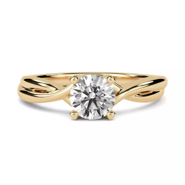 2CT Coupe Ronde Moissanite Bague 18K Finition or Jaune Fiançailles Bague