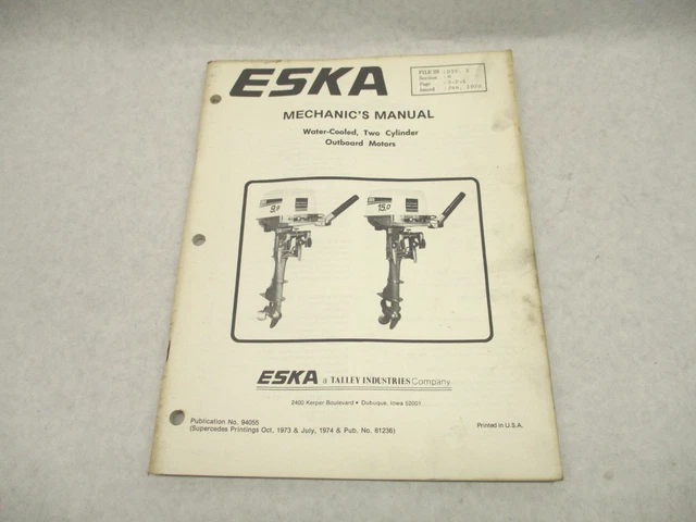 94055 1979 Eska 9.5-15 HP Twin Cylinder Outboard Mechanic's Service Manual