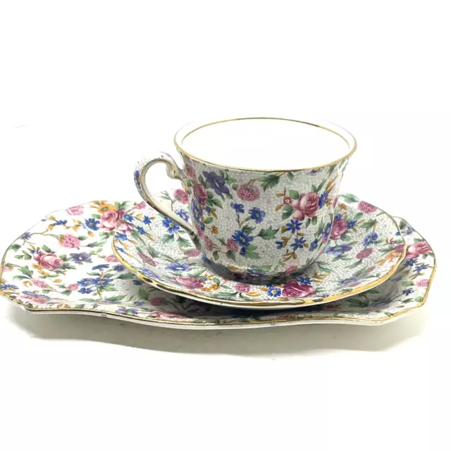 Royal Winton Grimwades OLD COTTAGE CHINTZ Teacup saucer and plate 3 pc Set