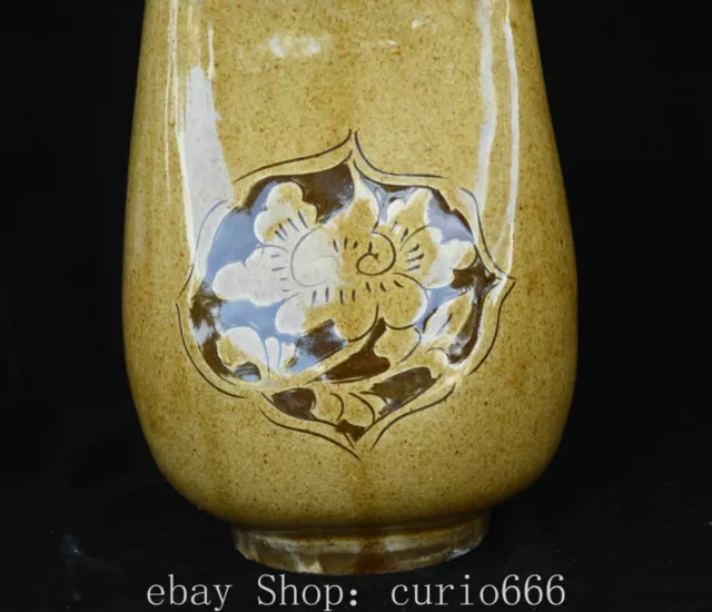 9.4'' Old Chinese Cizhou Kiln Porcelain Portable Lotus Flower Horse Milk Pot 3