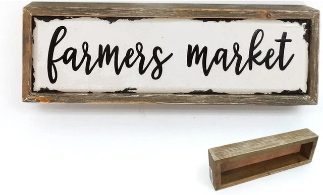 Parisloft Farmers Market Enamel Surface Decorative Shelf Sitter Inspirational