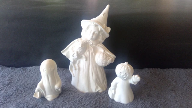 LOTE de cerámica vintage lista para pintar de Halloween brujas y trucos o traidores