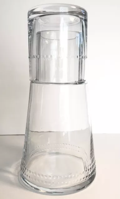 Bedside Clear Glass Carafe Tumble Up Dot Pattern