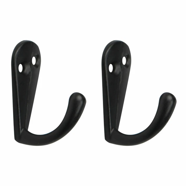 2pcs Robe Hooks Metal Hook Keys Scarf Towel Wall Bathroom DIY Hanger w Screws