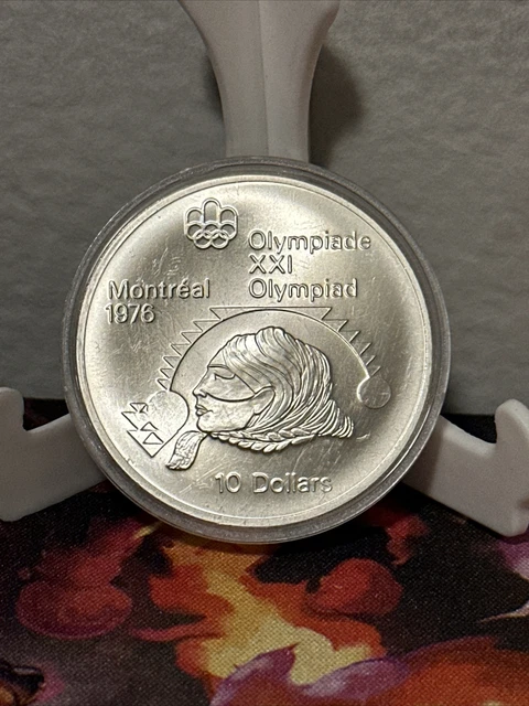 1976 CANADA Queen Elizabeth II Olympics Montreal Silver $10 Coin Rare