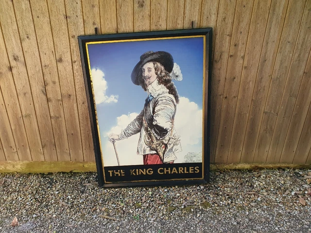 THE KING CHARLES Pub Schild bedruckt Brauerei Bier Mancave große Werbung
