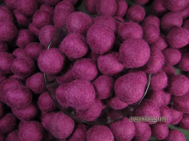 F102 Decorative felt ball pom pom 2cm wool Mulberry color Kids craft beads Nepal