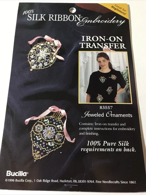 Adornos con joyas bordados cinta de seda hierro sobre transferencia vintage Bucilla 83557