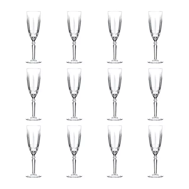 12x Champagne Flutes Glasses Set RCR Crystal Cut Wine Glass Stemware 200ml