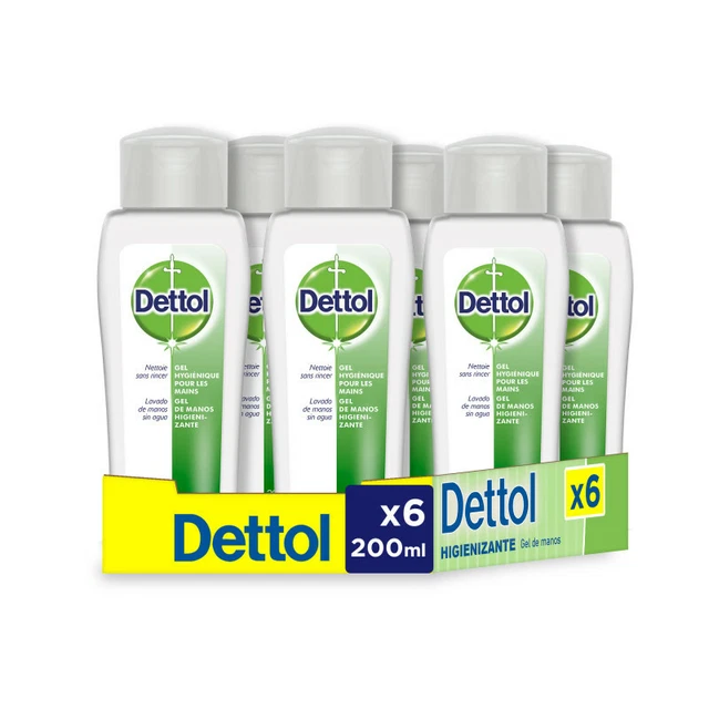 Dettol - Gel Hidroalcoholico Higienizante de Manos - 6 x 200ml