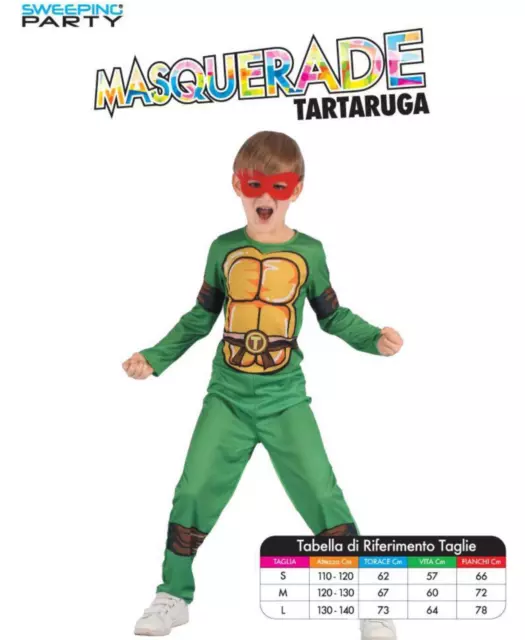 Costume Carnevale Party Halloween Tartaruga Bimbo Bambino Ragazzo Taglia S/M/L