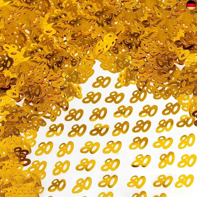 80er Konfetti Gold Schwarz Silber – 45 G, Metallisch Glänzend, Für 80. Geburtstag, Jubiläum, Partydeko