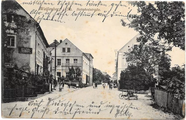 AK Weissenberg bei Löbau Bautzen Bez. Dresden, Bahnhofstraße, um 1918, DDR