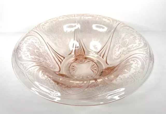 Hazel Atlas ROYAL LACE Pink Depression Glass 3 Toed 10" Rolled Edge Bowl VINTAGE