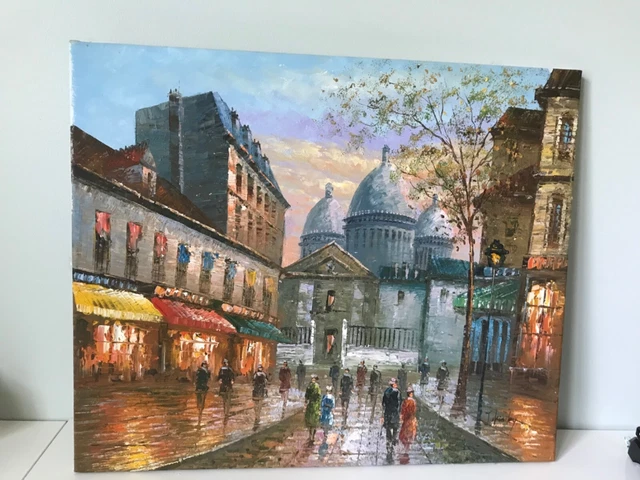 French Scene 20 X 24 Signed Oil Painting on Canvas, Stretched and Ready to Frame