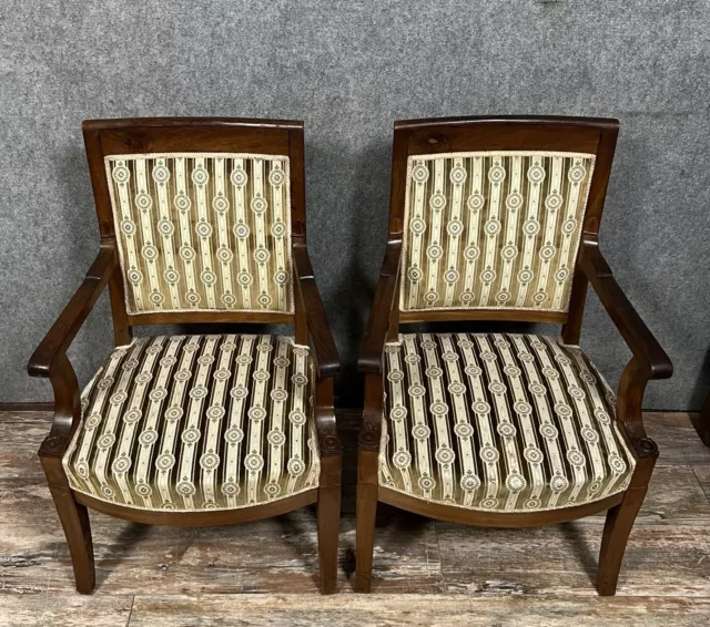 paire de fauteuils de bureau époque Empire en acajou circa 1820