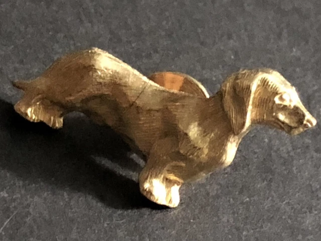 Vintage Gold Tone Dachshund Weiner  Dog Lapel Pin Tie Tack Hotdog