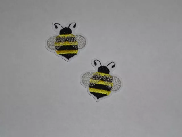 Set of 2 "Bumble Bee" Iron-On Embroidered Patches