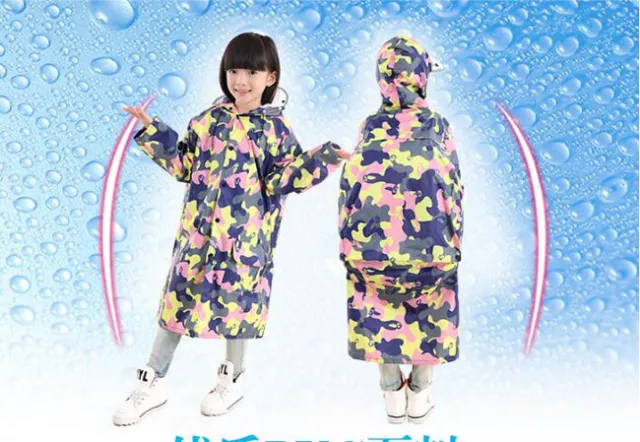 Tuta impermeabile mimetica ragazzi ragazze bambini mantello abbigliamento antipioggia poncho con cappuccio 3