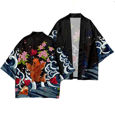 Uomo Kimono Cappotto Giacca Top Pantaloni Giapponese Retrò Casual Stile Etnico