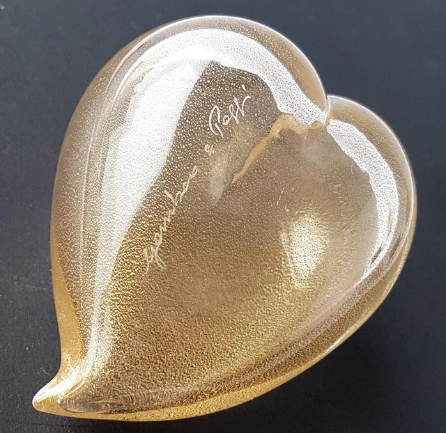 Murano Vidrio Pisapapeles, Corazón, Firmado, Um 1950 L826