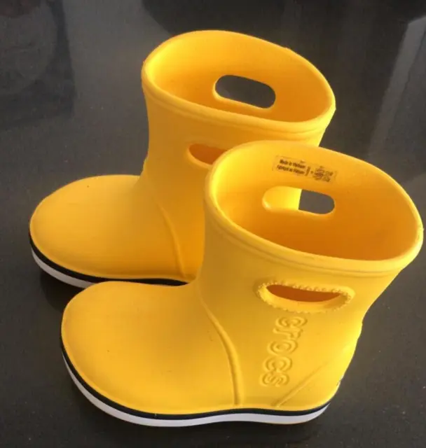 Stivali Crocs Kids Handle It Wellies, taglia UK C6 gialli ottime condizioni