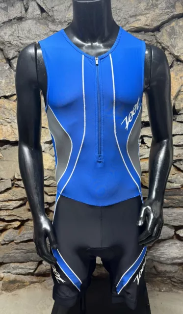 ZOOT Mens Large Triathlon Racesuit Tri Suit Wet Suit  Blue/Black Swim Bike Run