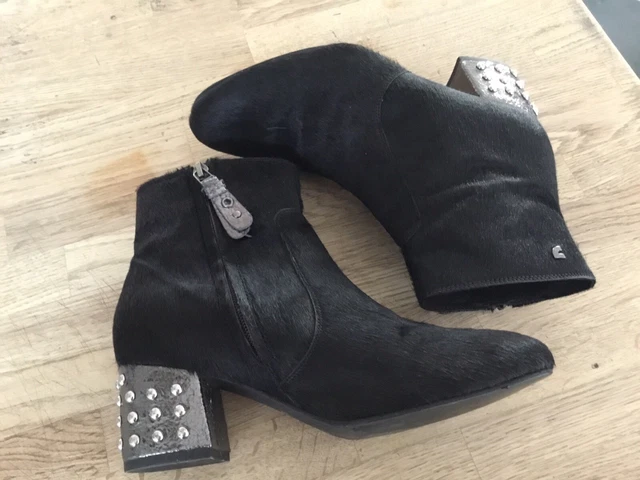 Bottines boots En Cuir Gioseppo État Neuf Noir Talon Argent Superbes Pointure 39