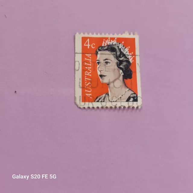 RARE Queen Elizabeth II 1966 Red 4c Stamp Australia