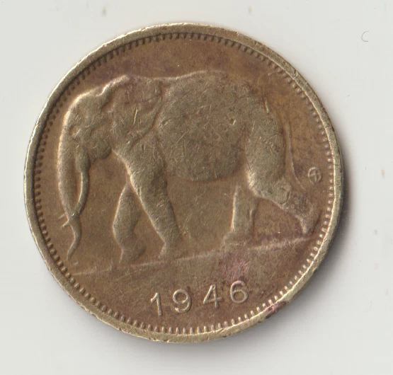 1 Franc 1946 Belgian Congo KM# 206  LOT 3+++ Beautiful Elephant +++