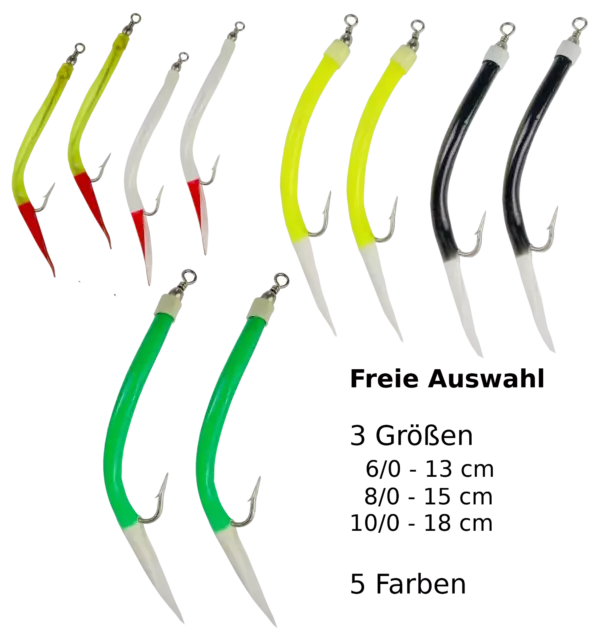 10er-Set GUMMI MAKKS 13-18cm Beifänger Norwegen Pilker Octopus Jig Angel Haken