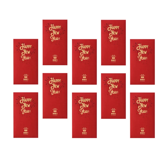 10 PIEZAS 2021 Paquetes Rojo Año Nuevo Chino 19,8x11cm Material de Papel Perla