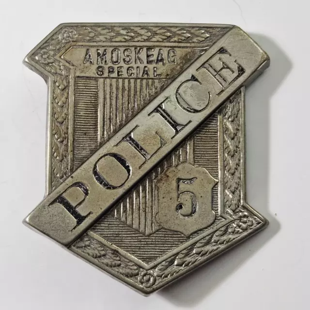 Rare Cira 1900 Obsolete Amoskeag Special Police Radiator Badge Manchester NH NR