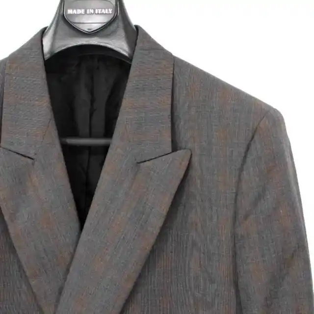 Paul Smith Wool Grey Brown Check Double Breasted Blazer 40 R Sport Coat Jacket 2