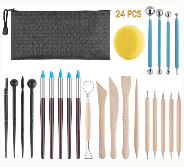 24PCS Polymer Clay Carving Tools Ceramics Clay Sculpting Tools Kit Pottery Craft