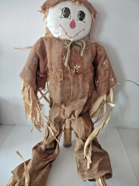 Large Scarecrow Doll Halloween Decor Vintage Rustic Primitive Cloth Farmhouse