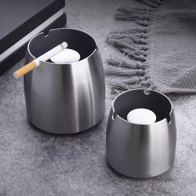 Ashtray with Lid for Cigarette Stainless Steel Smokeless Windproof Ashtray Home