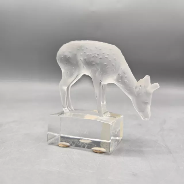 Vintage Lalique Crystal Frosted Deer Daim Figurine