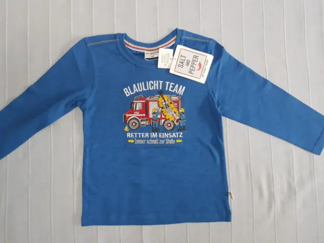 SALT AND PEPPER Jungen T-Shirt Langarm 100% Baumwolle Gr. 104/110 NEU UVP 19,95€