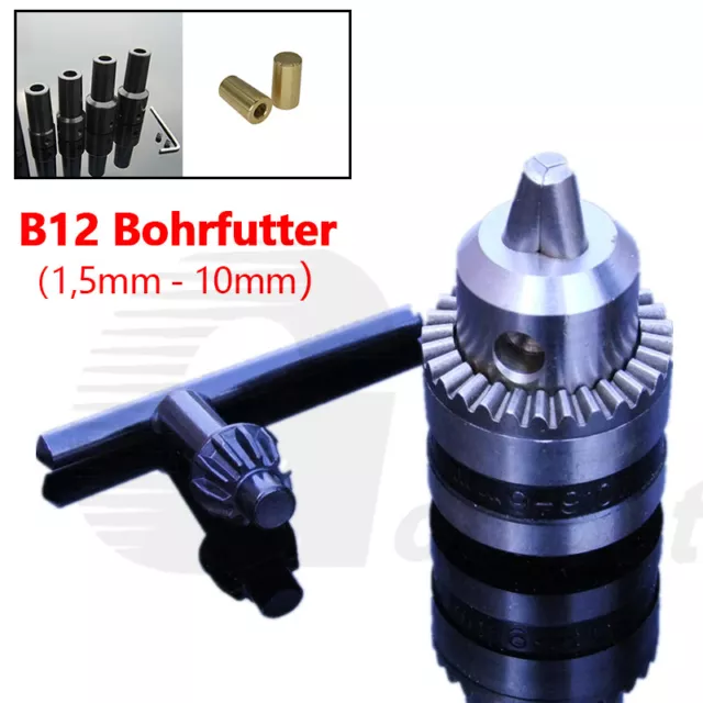 Mandrino per trapano cono B12 con chiave mandrino per corona dentata apertura alare 1,5 mm - 10 mm