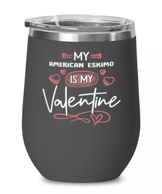 American Eskimo Dog Lovers Wine Glass Insulated 12oz Black Tumbler Mug Cute Gift