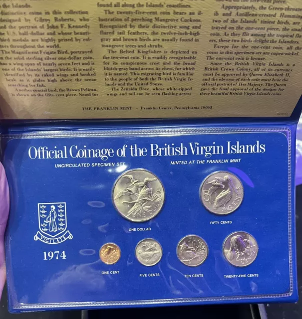 1974 British Virgin Islands Coinage Unc Specimen Set Franklin Mint OGP F1854