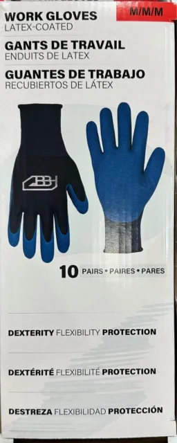 10 Pair Latex Foam Coated Men's Work Gloves Size M L XL