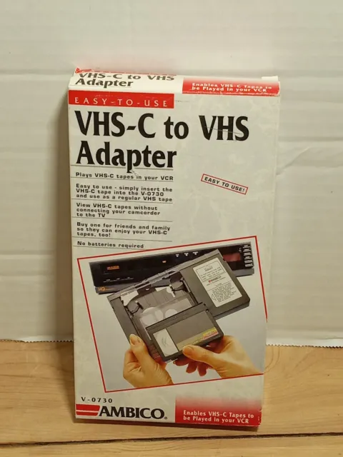 Adaptador de casete de video Ambico VHS-C para cintas de videocámara a formato VHS VCR V-0730