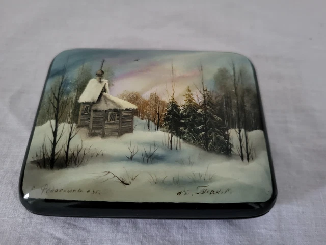 Boîte à Boissons En Laque De Russie – Peinture Florale Zhostovo Signée à La Main